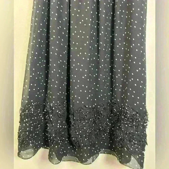 Max Studio Sheer Sleeveless V-Neck Black With White Polka Dots Dress Size Small - Picture 11 of 16